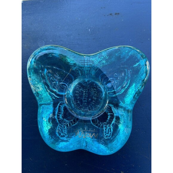 Monna Heavyweight Glass Blue Butterfly Tea Light Votive - Picture 3 of 8